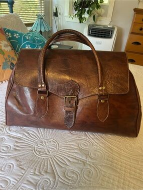 Large Classic CognacLeather Travel Bag/Full Grain Leather Bag/All Handmade